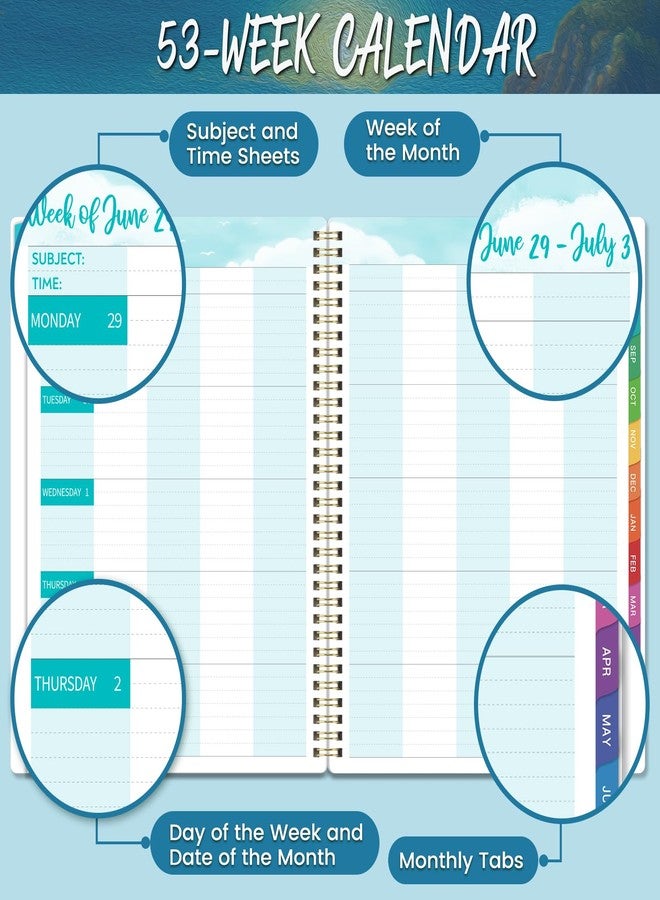 Pinchoco Teacher Planner 2026-2027 - Teacher Lesson Planner 2026-2027, 9" x 11", Jul.2026 - Jun.2027, Weekly & Monthly Lesson Plan Book for Teachers with Back pocket, Colorful Tabs - Image 4